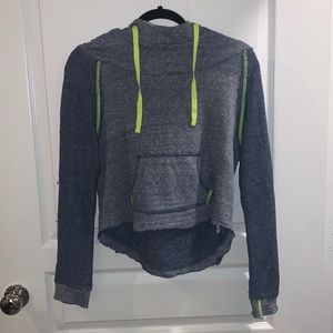 Free People Hoodie - XS - Light and Navy blue with yellow strings